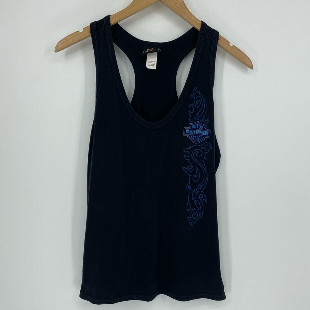 Harley Davidson Black Razor Back Tank Top Wichita KS Size Large